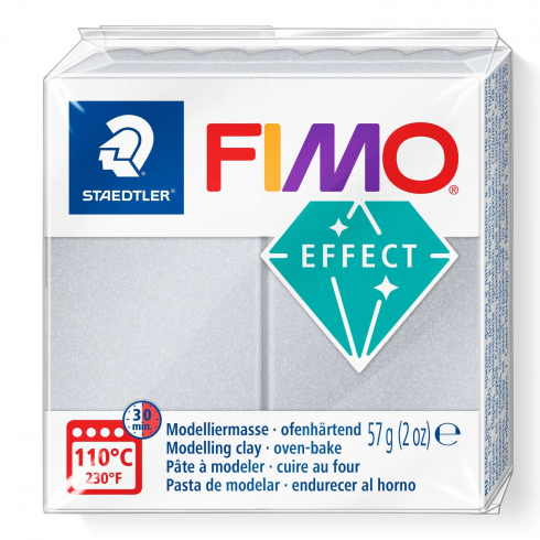 Fimo Effect Knete - Pearlfarbe silber, Modelliermasse 56g